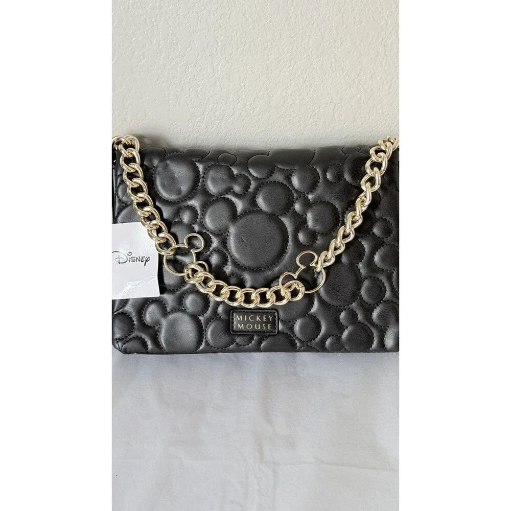 Disney x Primark Mickey Mouse Black Quilted Shoulder Crossbody Bag NWT
